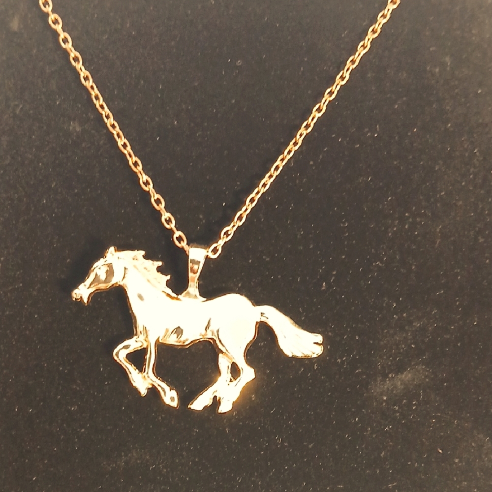 Gold Tone Horse Necklace
